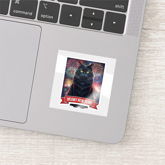 Pegatina Black Cat Fireworks Celebration (Detalle)