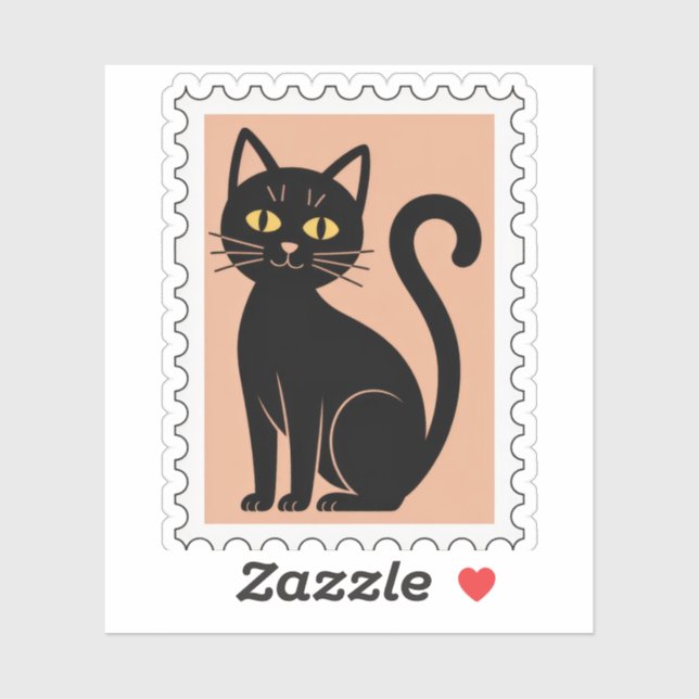 Pegatina Black Cat Halloween Postage Stamp (Hoja)