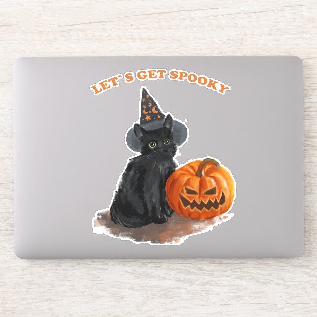 Pegatina Black Cat Spooky Halloween FUNNY (Ordenador)