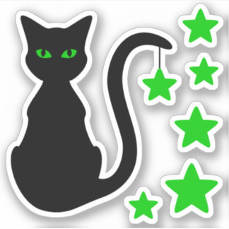 Pegatina Black Cat Stars Vinyl Stickers