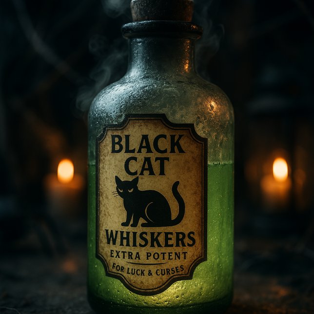 Pegatina Black Cat Whiskers - Halloween Apothecary Label (Subido por el creador)