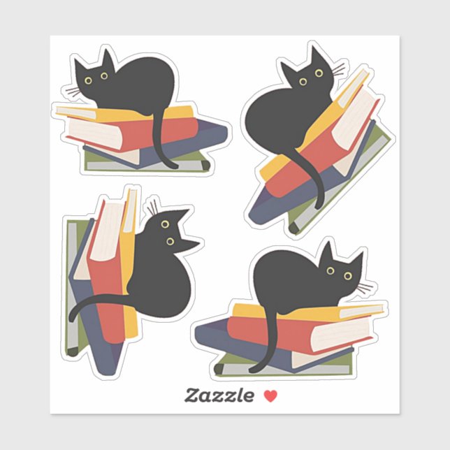Pegatina Black Cats on Books (Hoja)