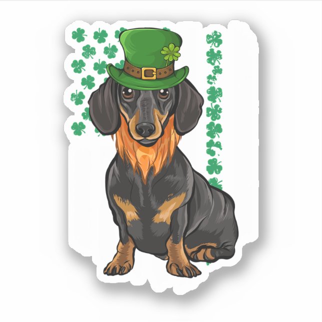 Pegatina Black Dachshund St Patricks Day Fla irlandesa nort (Anverso)