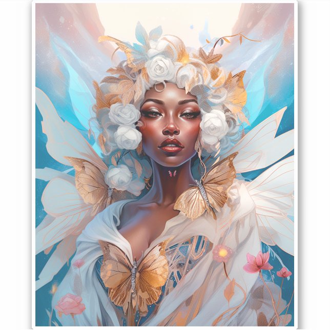 Pegatina Black Fairy Queen Fantasy Art (Anverso)