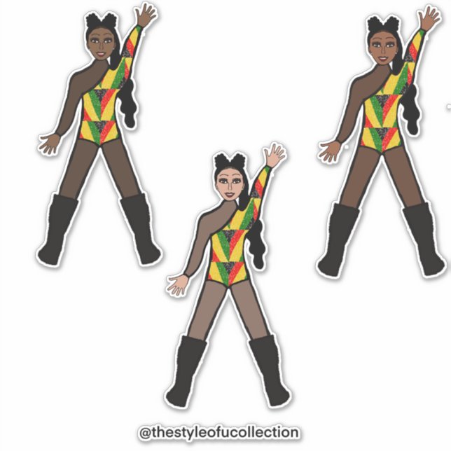Pegatina Black History Month Tri Color Dancers (Anverso)