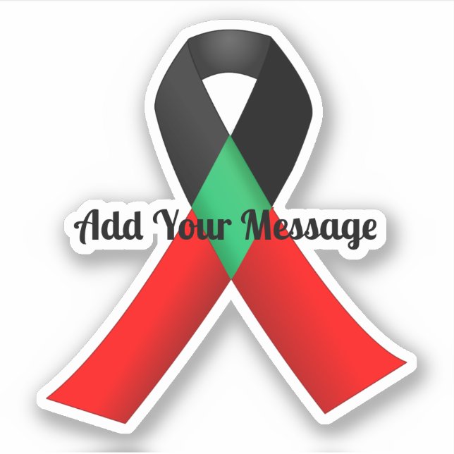 Pegatina Black HIV/AIDS Awareness Ribbon (Anverso)