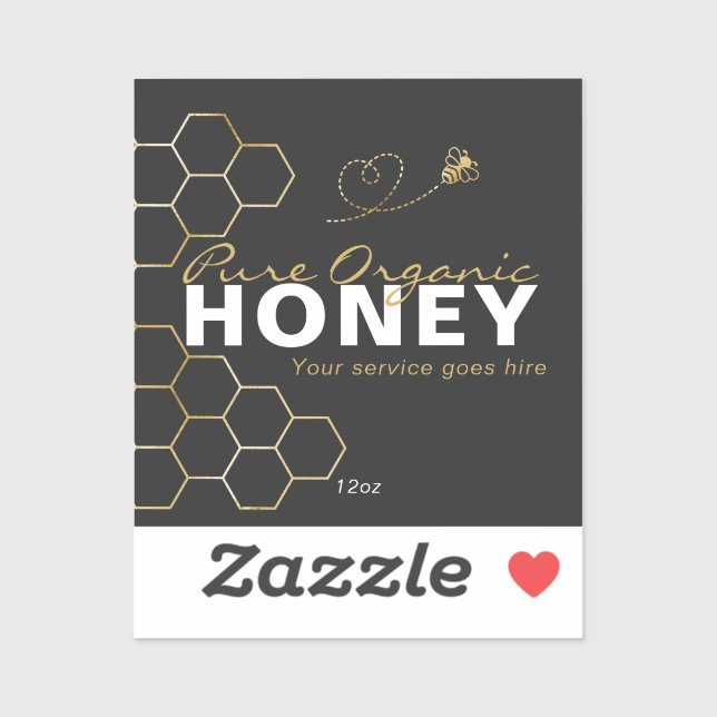 Pegatina Black Honey Gold Bees Honeycomb Product Label (Hoja)