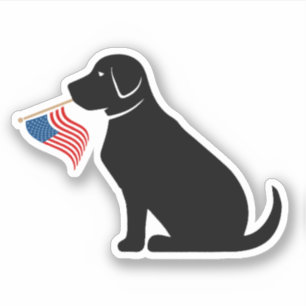 Pegatina Black Lab Dog Silhouette Bandera Estadounidense