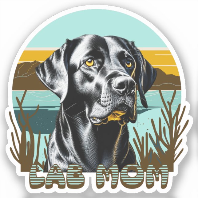 Pegatina Black Lab | Lab Mom Perro Personalizado (Anverso)