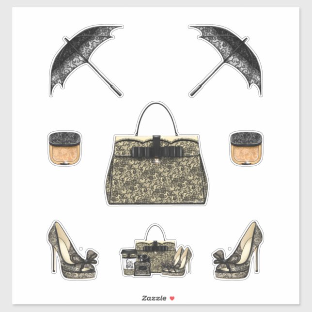 Pegatina Black Lace Women Decals Planner Notebook Journal (Hoja)