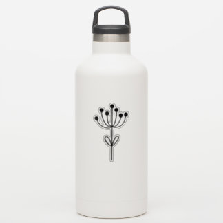 Pegatina Black Outline Floral Design Transparent Custom Cut