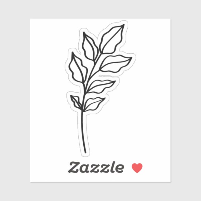 Pegatina black outline Leaf Glossy White Vinyl (Hoja)