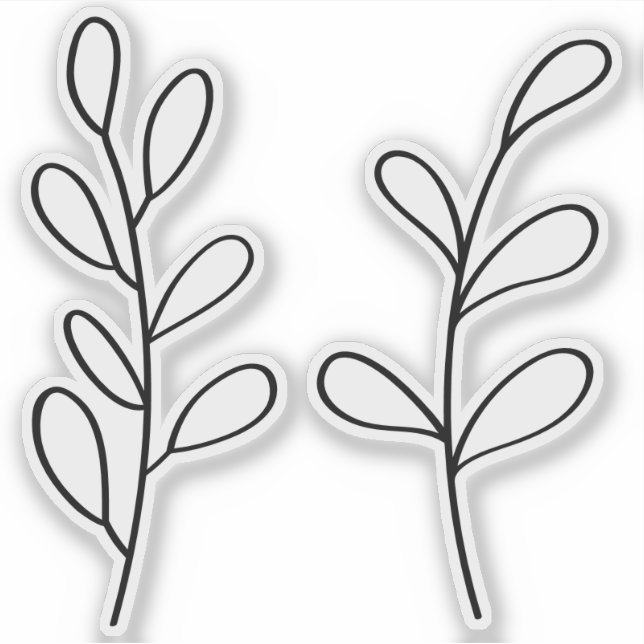 Pegatina Black Outline Leaves, Two Custom Cut Small (Anverso)