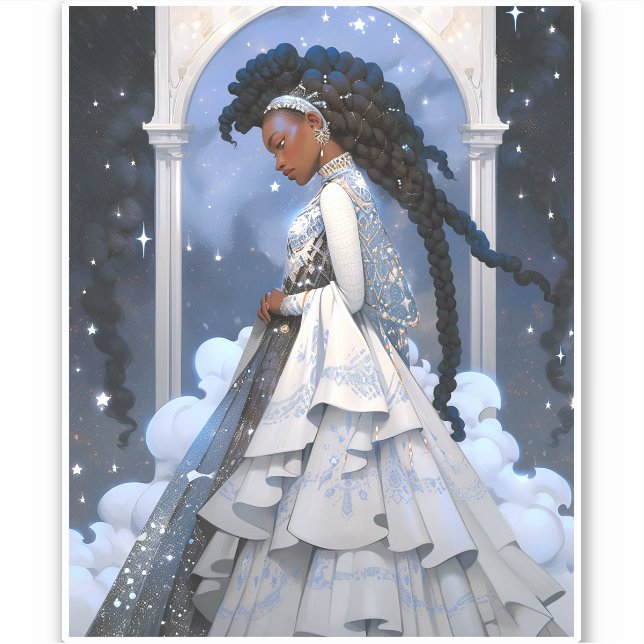 Pegatina Black Princess Fantasy Art (Anverso)