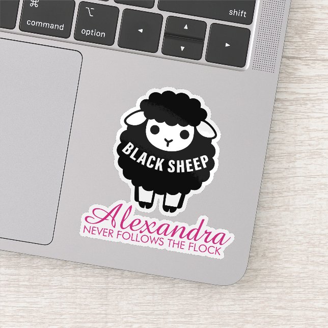 Pegatina Black Sheep Pink Never Follows Flock Funny (Detalle)