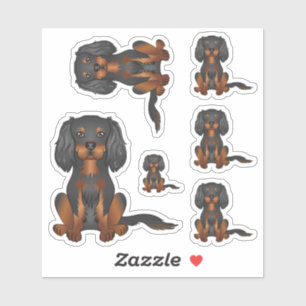 Pegatina Black & Tan Cavalier King Charles Spaniel Sitting