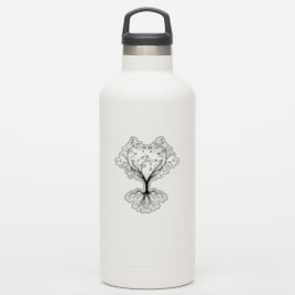 Pegatina Black Tree of life heart water bottle