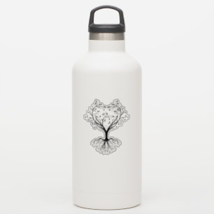 Pegatina Black Tree of life heart water bottle