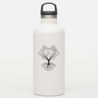 Pegatina Black Tree of life heart water bottle