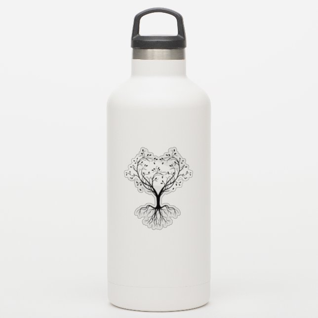 Pegatina Black Tree of life heart water bottle (Botella de agua)