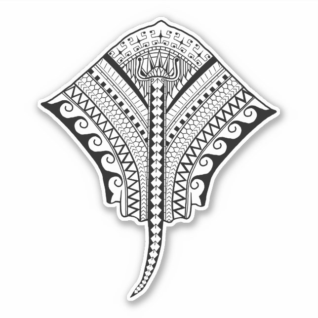 Pegatina Black Tribal Stingray Manta Ray (Anverso)