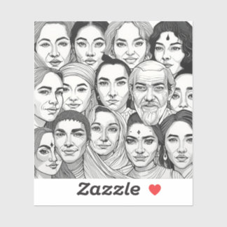 Pegatina Black & White Paintings Celebrating Diversity