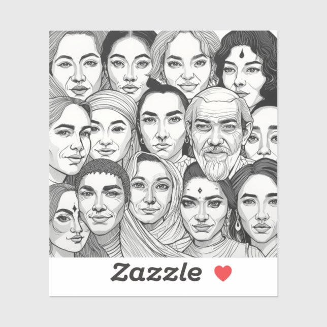 Pegatina Black & White Paintings Celebrating Diversity  (Hoja)