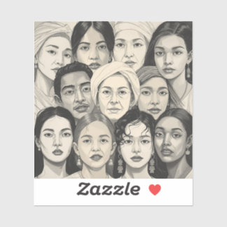 Pegatina Black & White Paintings Celebrating Diversity