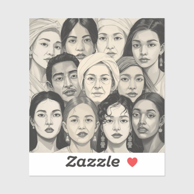 Pegatina Black & White Paintings Celebrating Diversity  (Hoja)