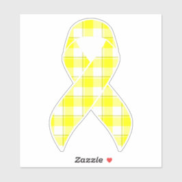Pegatina Bladder Cancer Awareness Plaid Yellow Ribbon