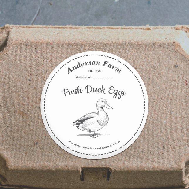 Pegatina blanco de la etiqueta de huevos de pato d (Farm Duck Eggs Label White Sticker)