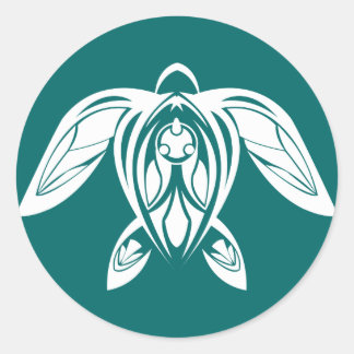 Pegatina blanco de tortuga marina tribal