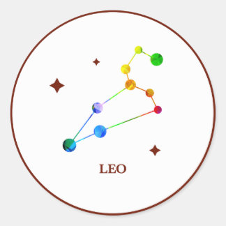 Pegatina blanco del arco iris de Leo del zodiaco