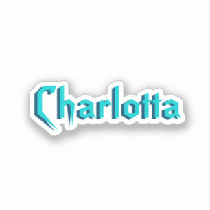 Pegatina Blanco moderno 3D Nombre personalizado   Azul turq