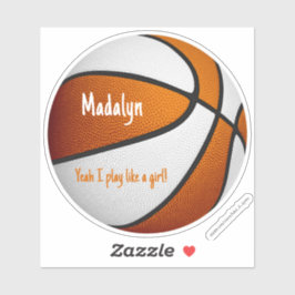 Pegatina Blanco naranja juego como un baloncesto chica