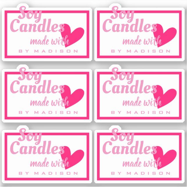 Pegatina Blanco rosa bonito hecho con velas de soja del cor (Anverso)