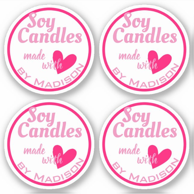 Pegatina Blanco rosa bonito hecho con velas de soja del cor (Anverso)