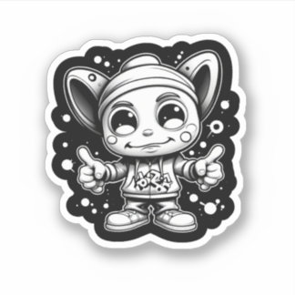 Pegatina blanco y negro con estilo animal