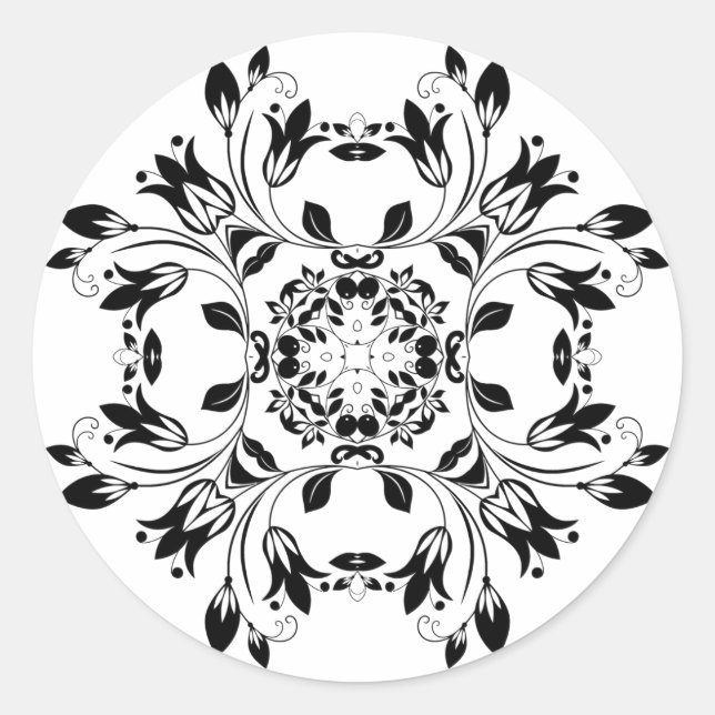 Pegatina blanco y negro de Damask (Anverso)