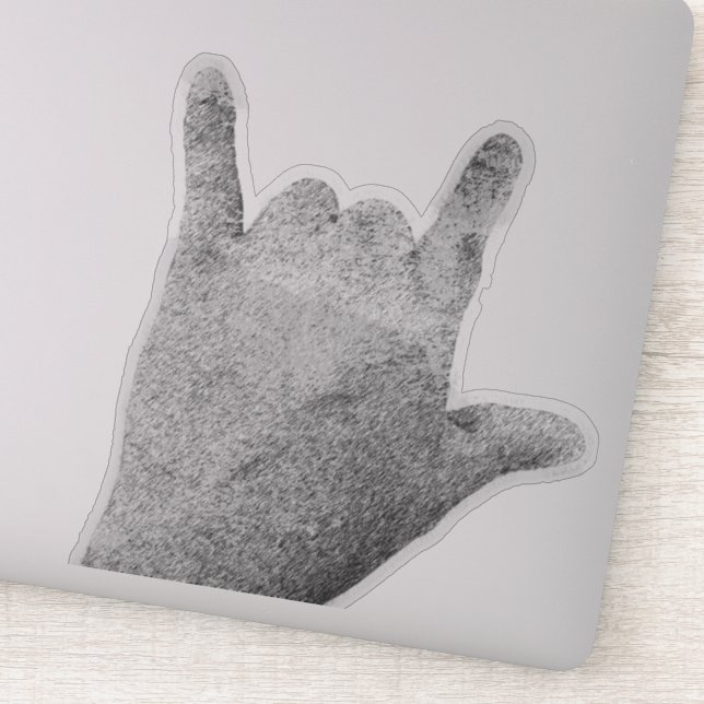 Pegatina blanco y negro dibujado a mano de rock (Detalle)