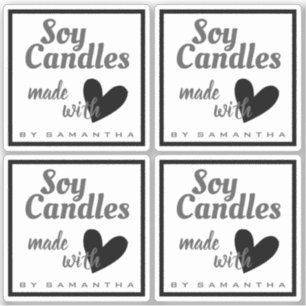 Pegatina Blanco y negro hecho con velas de soja de corazón 