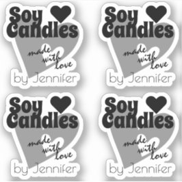 Pegatina Blanco y negro hecho con velas de soja de corazón 