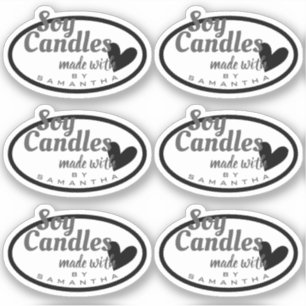 Pegatina Blanco y negro hecho con velas de soja de corazón 