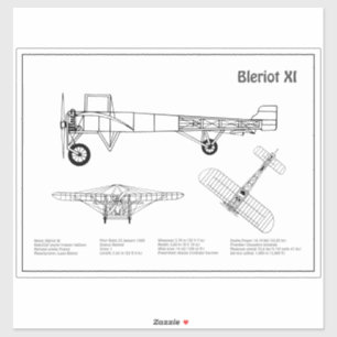 Pegatina Bleriot XI - Planes de dibujo del plano aéreo BD