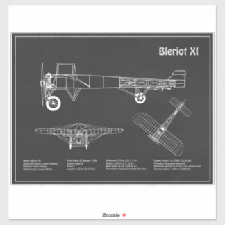Pegatina Bleriot XI - Planes de dibujo del plano aéreo PD