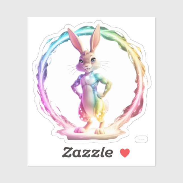 Pegatina Bliss de conejito juguetón (Hoja)