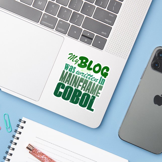 Pegatina Blog Fue Codificado en COBOL –Desarrollador Retro  (Ordenado portátil con iPhone)