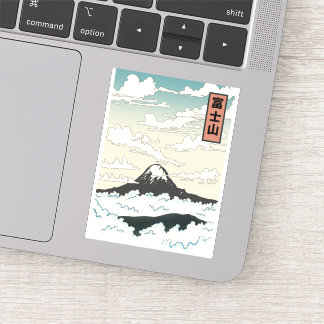 Pegatina Bloque de arte del Monte Fuji Japón.