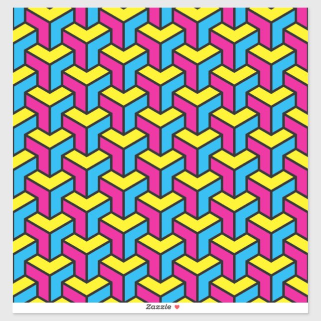 Pegatina Bloque de ilusión óptica geométrica CMYK de negrit (Hoja)