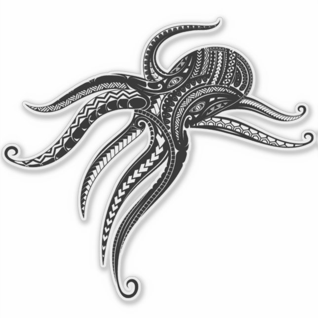 PEGATINA BLOQUE TRIBAL POLINESIANO DE OCTOPUS (Anverso)